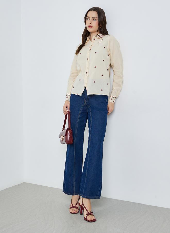 ستايلي بلوزة بأكمام طويلة ومطرز - Image 1